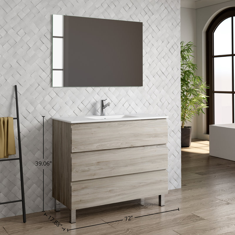 Bathroom Vanity Cabinet COSTA Collection by DAX, Light Brown, 72" W