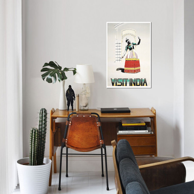 « Visiter l’Inde : danse ' publicité Vintage sur toile, 12" H x 8" L x 0.75" D