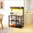 HOMCOM Baker's Rack with Power Outlet and LED Lights, Bakers Racks for Kitchens with Storage, Industrial Microwave Stand with Glass Holders, Metal Basket, Multiple Shelves, Rustic Brown-824532093