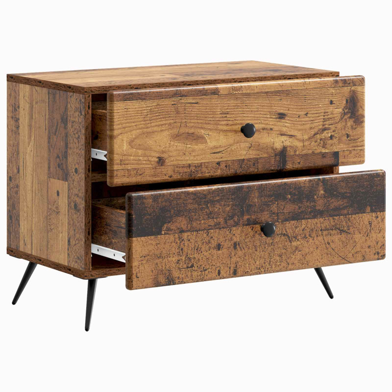 62cm W Manufactured Wood Bedside Table, Old Wood
