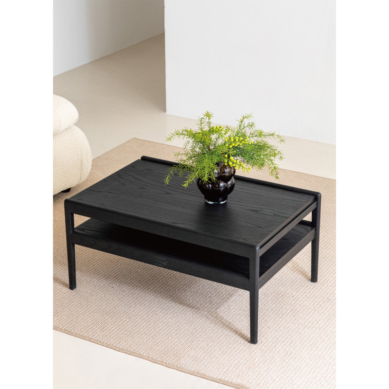 2-in-1 retractable solid wood coffee table
