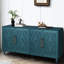 Grande armoire de rangement avec poignée pratique en métal et portes fleuries ornées - Console moderne bleu marine