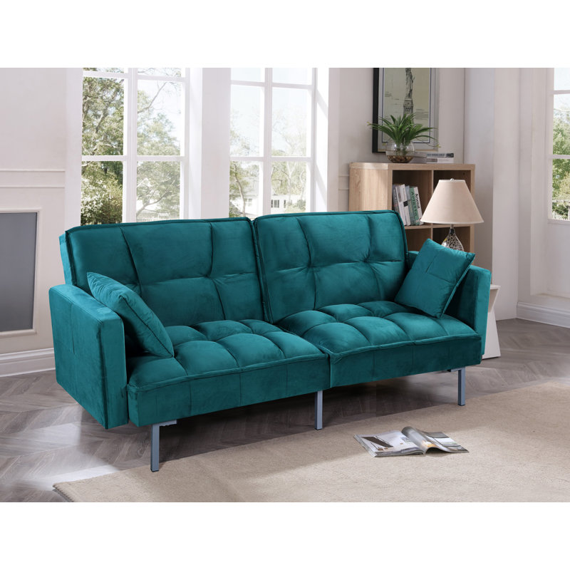 Mackayla 75.6'' Upholstered Convertible Sofa, Blue