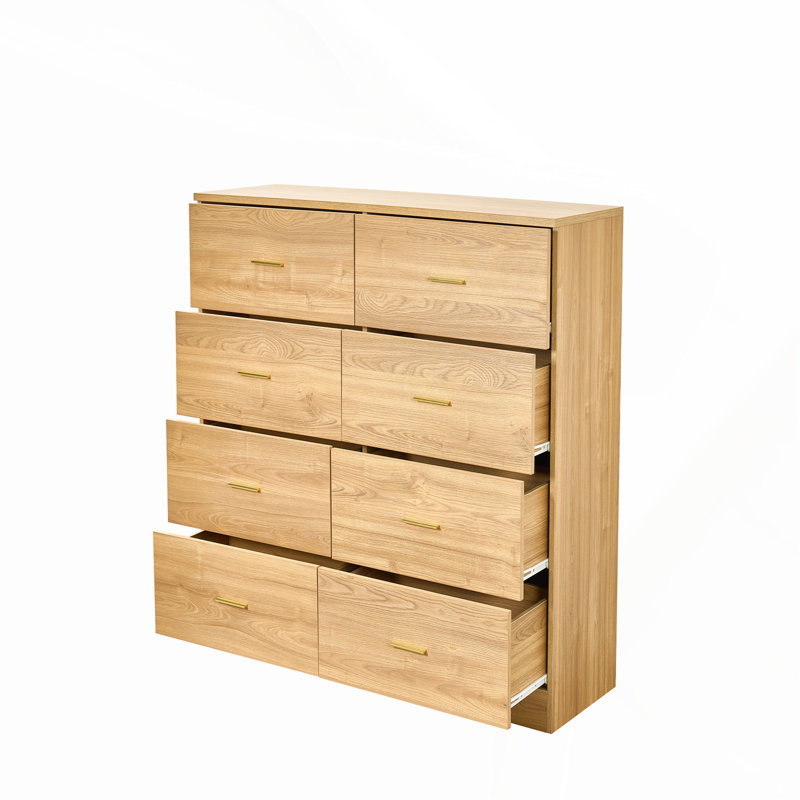 Commode 4 tiroirs, commode sans poignée, 100% imperméable, armoire en bois moderne avec cadre robuste pour diverses pièces