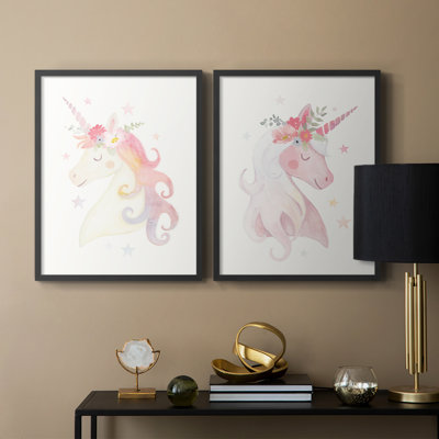 «Sweet Unicorn I», reproduction encadrée de qualité supérieure - prête à être accrochée - aucun clou requis - aucun clou requis