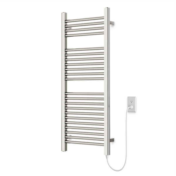 Denby Wall Mount Electric Towel Warmer, 44" H x 18" W x 5.19" D, Polished Nickel