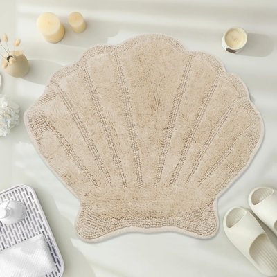 Marilyn Collection Seashell Bath Rug – 100% Cotton, Ultra Plush 2200 GSM, Reversible Bathroom Mat – 25" x 28", Machine Washable