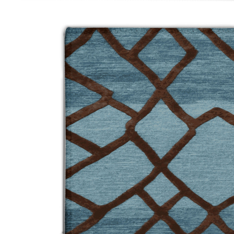 Trellis Blue Indoor and Outdoor Area Rug, Rectangle 4' x 6'
