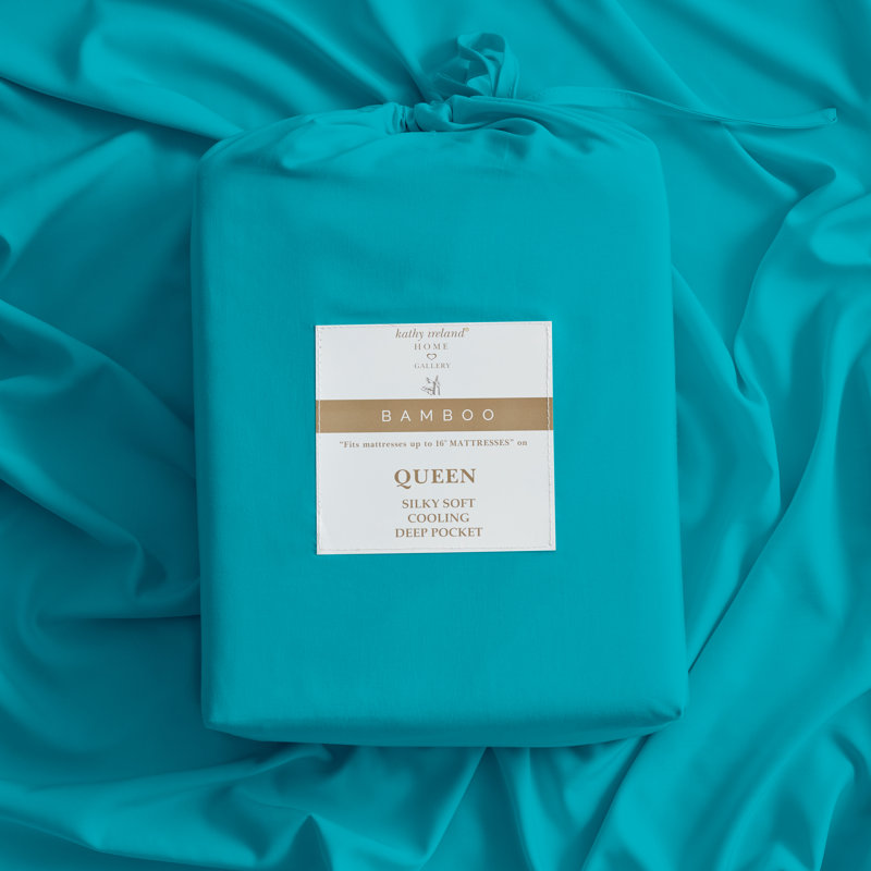Ensemble de draps 6 pièces Kathy Ireland , Ensemble de draps pour taille de lit grand avec si, Bleu sarcelle