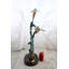 Sculpture en forme de spirale deux dauphins en bronze 16 po x 11 po x H 30 po