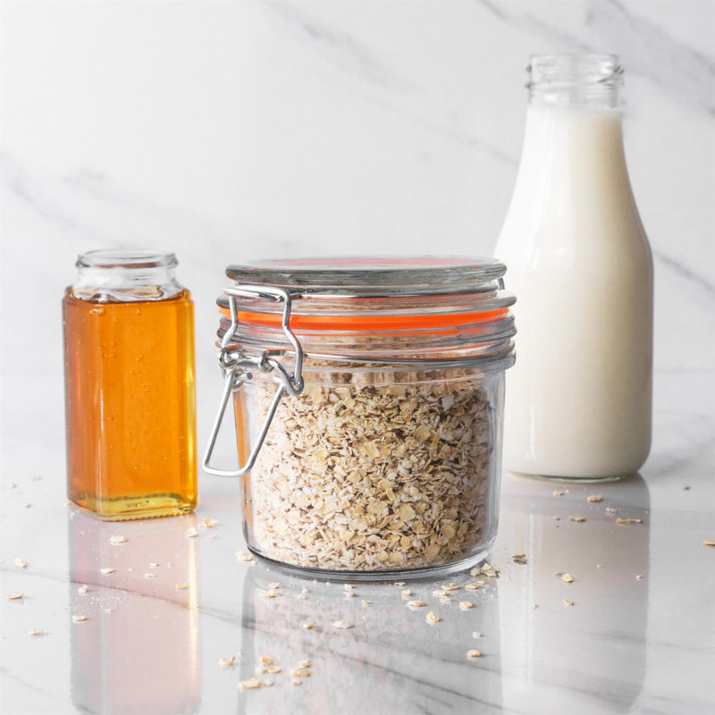 Argon Tableware - Glass Storage Jars with Heart Labels - Set of 6, 9.5cm H x 9.5cm W  x 9.5cm D