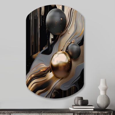 Garbo - Abstract Marble Cylinder Shape Irregular Metal Wall Decor