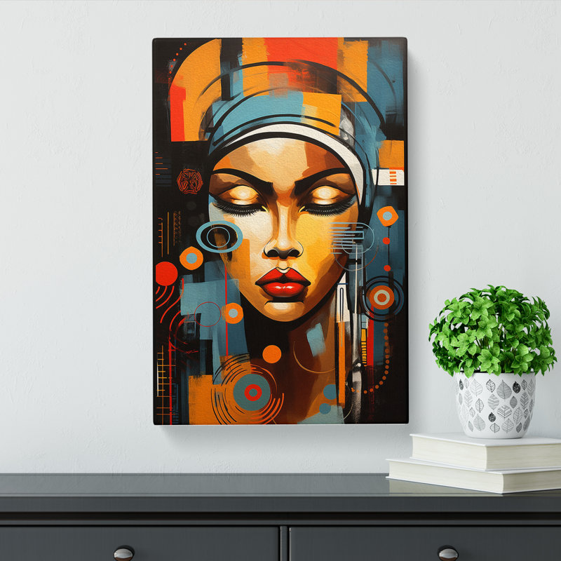 African Woman Abstract - Print on Canvas, 60cm H x 40cm W x 3cm D