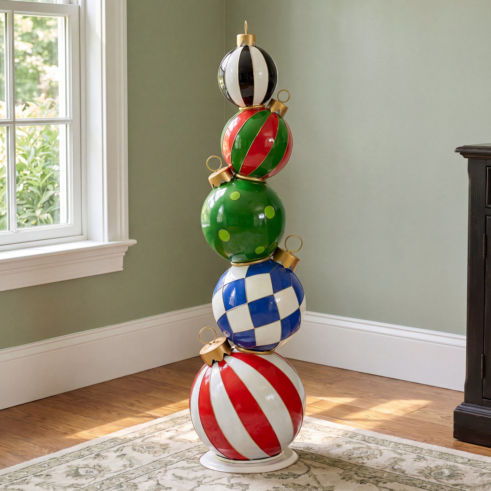 6.1ft. Tall Staggered Iron Christmas Ornament Display Tower