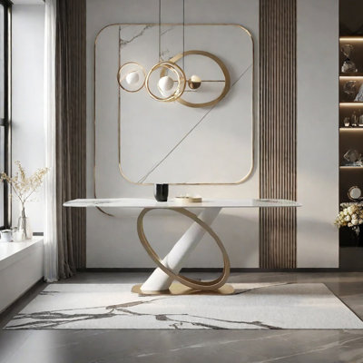 Sintered stone stainless steel dining table