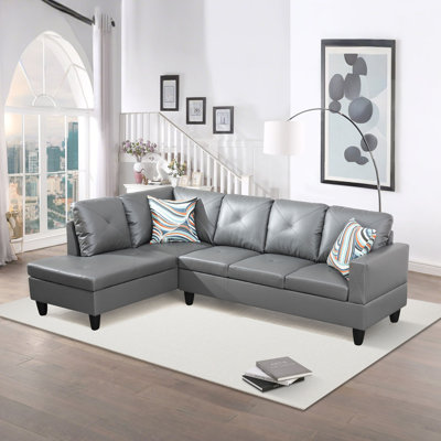 Ronan Faux Leather L-Shaped Sectional Sofa And Chaise