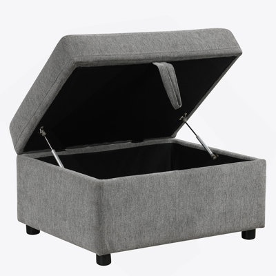 26.6" Ottoman Movable Storage Ottoman Footrest For Living Room, Bedroom, Gray