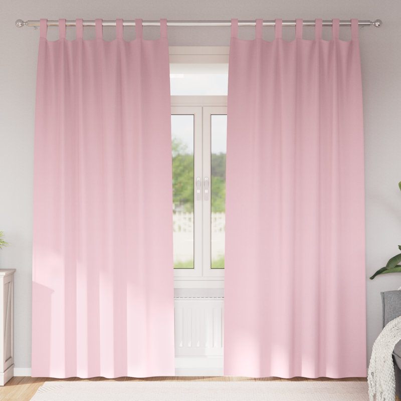 Curtains With Curtains 2 Pcs Polyester, Baby pink, 140cm Width x 260cm Drop