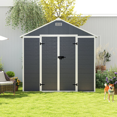 Campcraft 8x8ft Outdoor Storage Shed – Heavy-duty Resin Pp Material, Waterproof & Uv-resistant, 12mm Thick Walls Large Walk-in Storage Space For Garden, Tools, & Backyard Organization