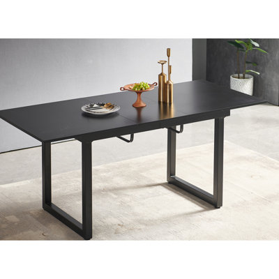 Black Square Living Room Table, Metal Leg, Modern And Space Conscious Versatile