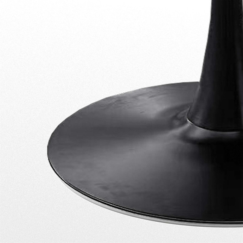 Round Metal Base Dining Table, Black, 29.33"H x 42.13"W x 42.13"L, Black Marble