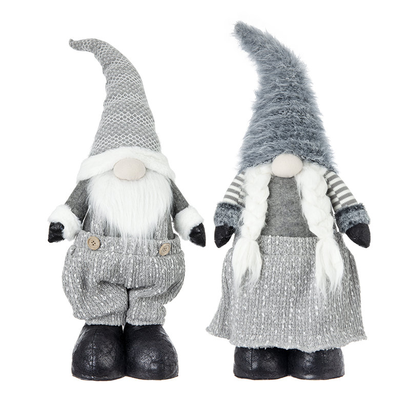 Gnome debout en tissu S / 2 10,5 x 6 x 39,5 po avec pieds télescopiques