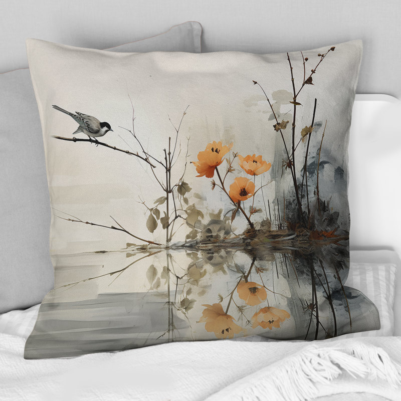 Coussin Asian Art Sumi Bird Serenity XVIII - Asian Art