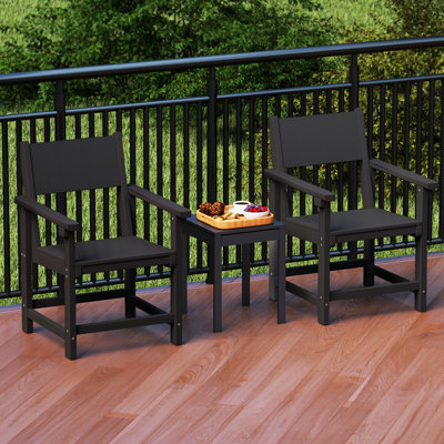 2-person Patio Dining Armchair Poly Chair Patio Chair All-Weather Poolside (Set of 2)