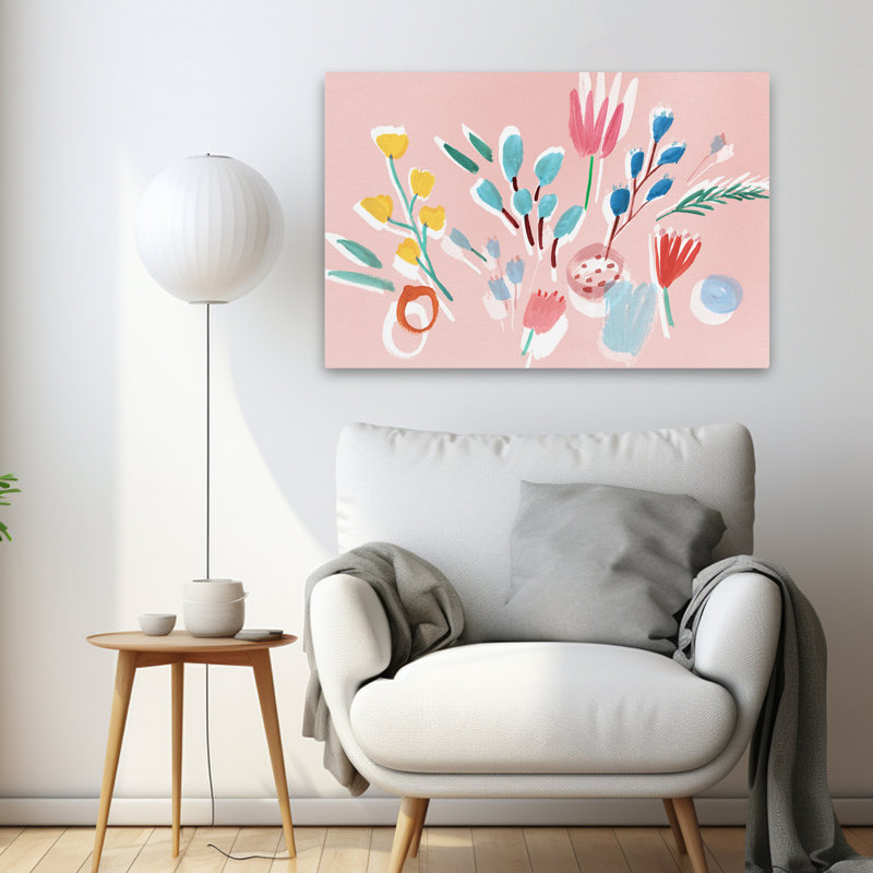 Plantes, fleurs, fleurs fluides, art mural, H 24 po x l 36 po