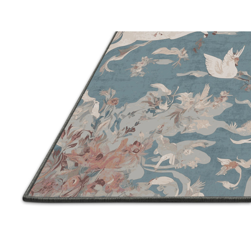Tapis gris soyeux et moelleux, Rond 5 pi