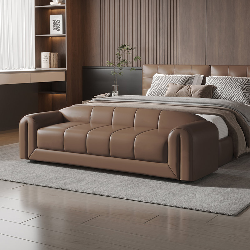 Banc avec revêtement, Brun, H 22,05 po x l 78,74 po x P 19,69 po