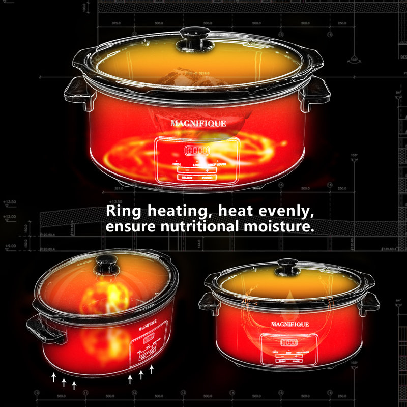 Homecookin Programmable Slow Cooker, 8 Qt, Black/White