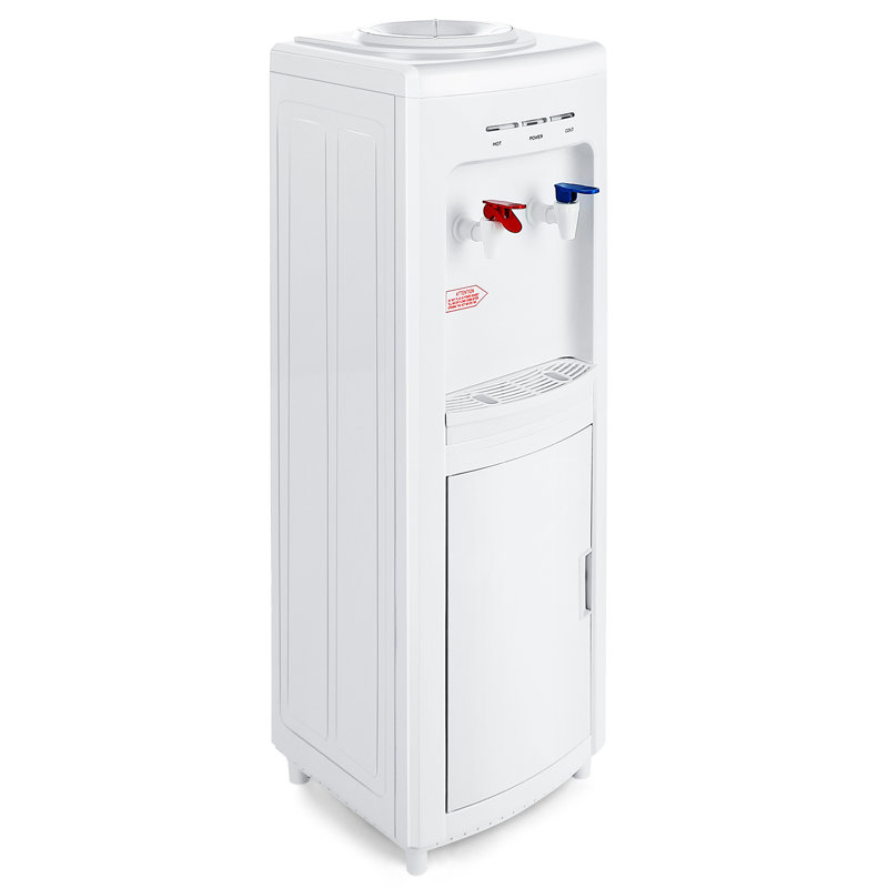 White Freestanding 5 Gallon Hot and Cold Water Dispenser