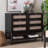 Euradell Baxton Studio Shirin Mid-Century Beige Fabric And Black Wood 6-Drawer Dresser