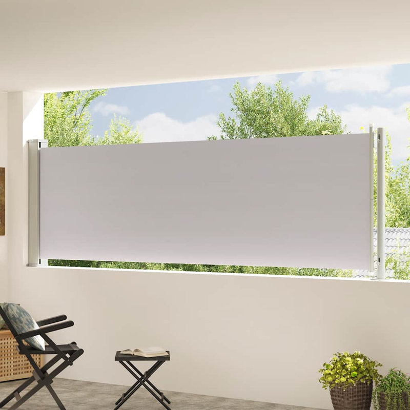 Auvent de patio rétractable en polyester, Gris, H 46,1 po x l 236,2 po