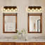 Luminaire de meuble-lavabo Farmhouse avec design en bois et métal noir, luminaire mural rustique 4 lumières pour l'éclairage de salle de bain, de couloir et de miroir