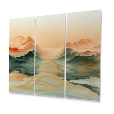 Green Beige Magical Sunset Dunes I - Desert Wall Art Print Set