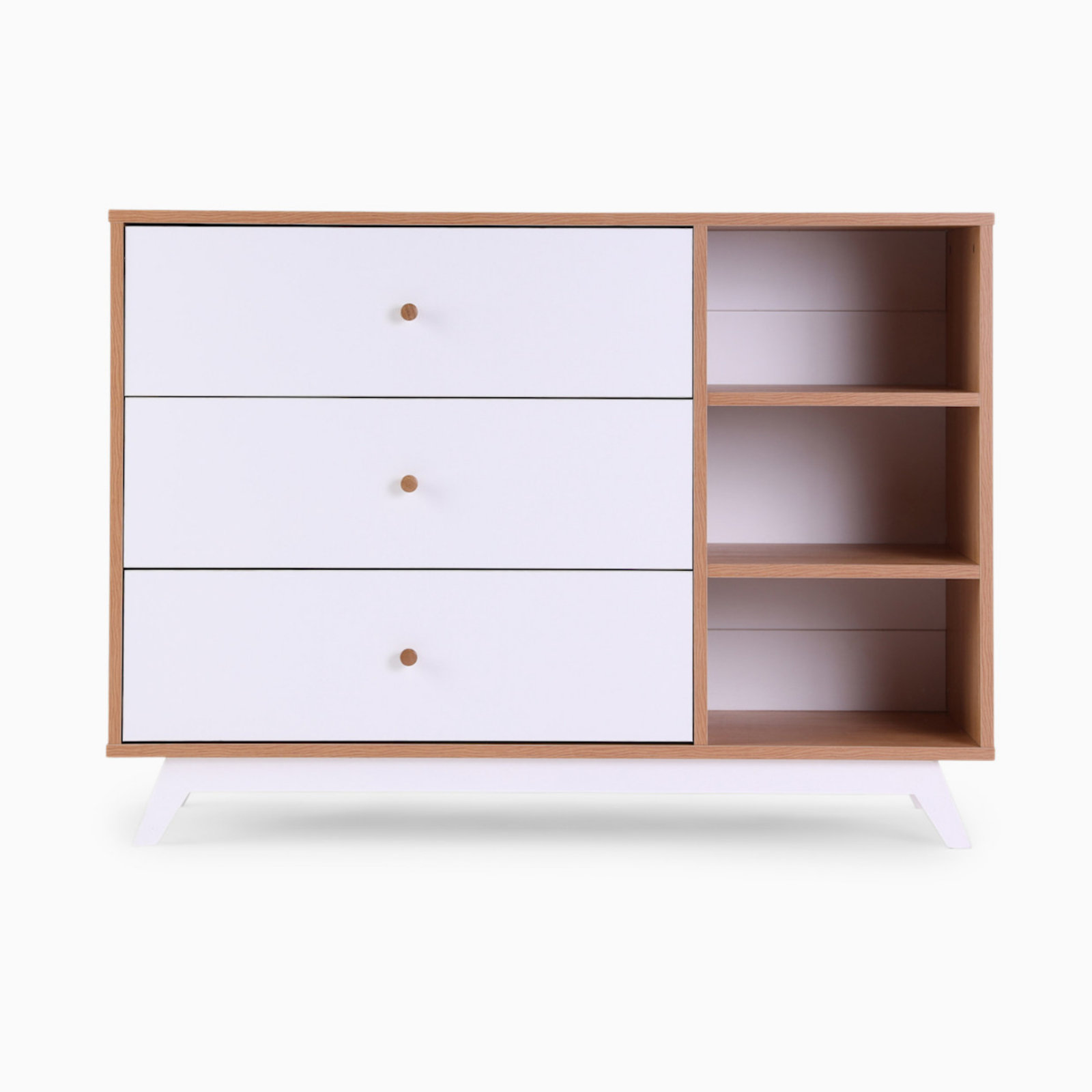 Almond Milk Era 3-Drawer Dresser, White/Red Oak