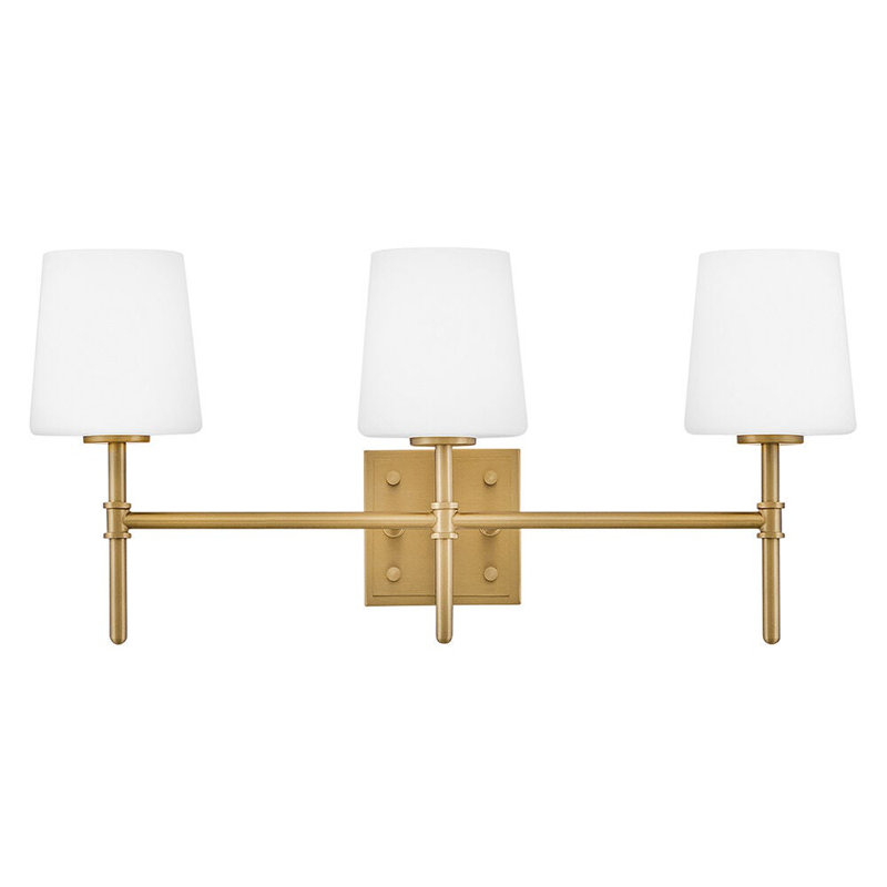 Hinkley Saunders Etched Opal Bathroom Vanity, Lacquered Brass