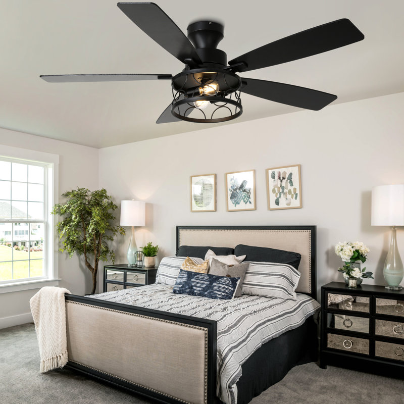 Ventilateur de plafond encastré 52 pales 52 "avec lumières et télécommande, ventilateur d'intérieur et classique réversible 6 vitesses Farmhouse