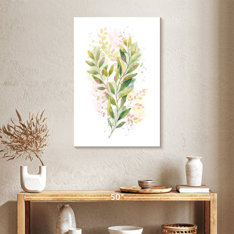 Green Leaf Branch Splatter, 36" H x 24" W