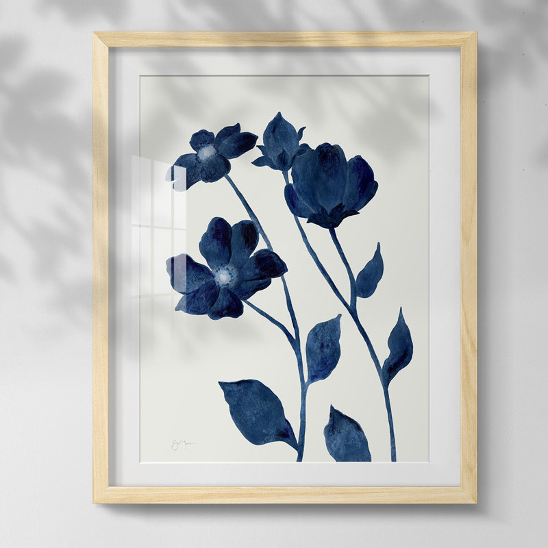 Indigo Bloom I, reproduction encadrée, Blanc, Papier encadré naturel