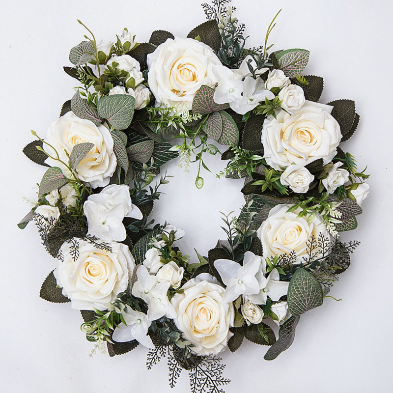 Couronne d'hiver pour porte d'entrée, Blanc