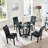 LUMERA Collection Parsons Dining Chairs Set of 4, Upholstered Faux Leather Side Chairs with Nailhead Trim and Solid Wood Legs, Black-97867336