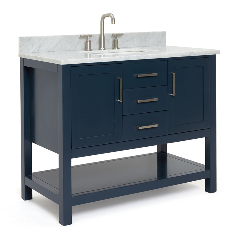Ensemble de meuble-lavabo simple 43 po Abby, Bleu minuit