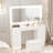 Makeup Vanity Desk with LED Lighted Mirror & Power Outlet & 7 Drawers-1671923503