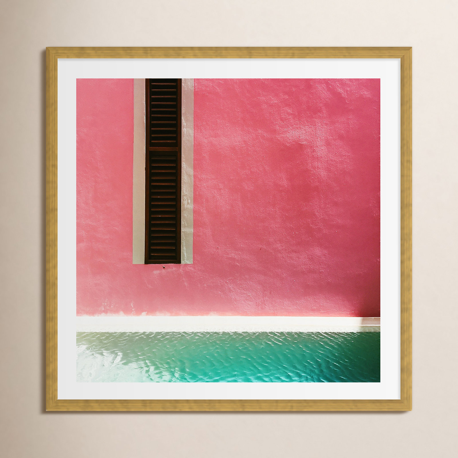 Haseebullah "Mexican Pink Rosa Mexicano" Print, Yes, Gold Single Picture Framed, 20" H x 20" W x 0.75" D