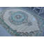 Tapis turc bleu et beige fabriqué à la main à motif floral traditionnel pour décoration intérieure rétro