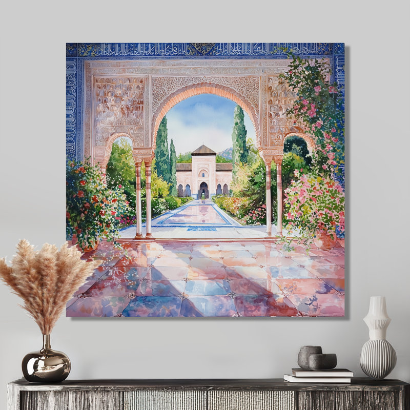 Été, Alhambra, rêves, Grenade, Espagne I - Espagne, art mural, H 30 po x l 30 po, Toile tendue, Ne s’applique pas