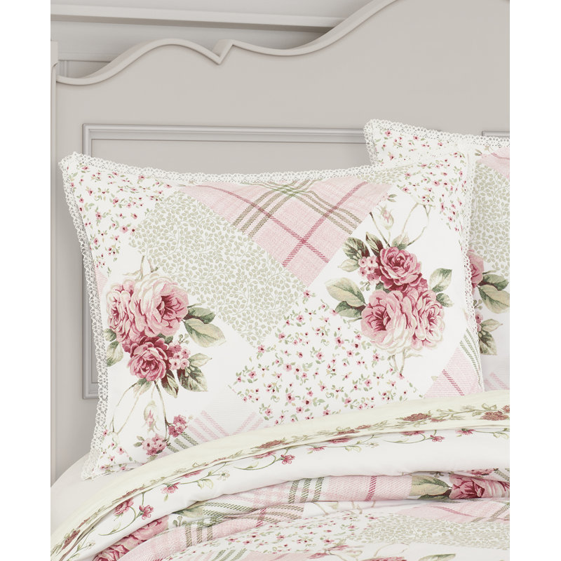 Queen Rose Cotton Patchwork Comforter Set